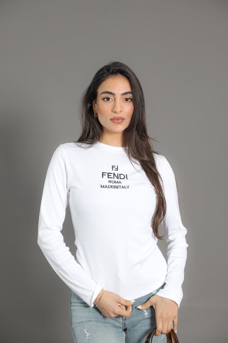 بلوز FENDI كم خفيف  - ابيض