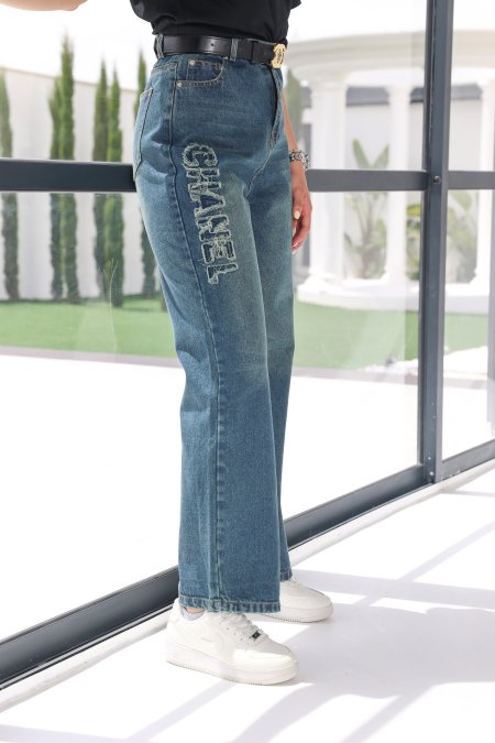 بنطلون CHANEL جينز + قشاط
