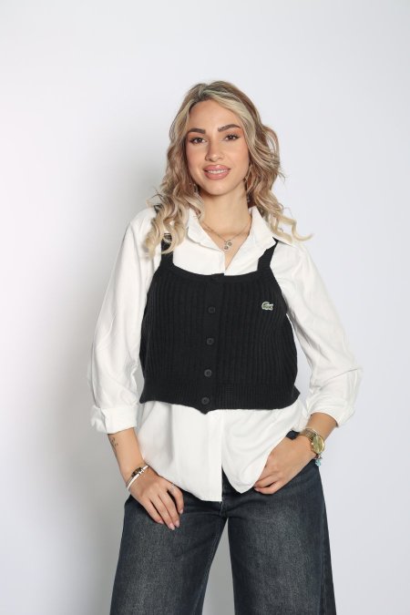 شيال صوف مع قميص lacoste